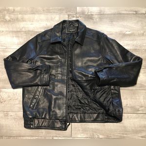 Wilsons Black Leather Insulated Lined Jacket Car Coat Bomber Men’s Size XL